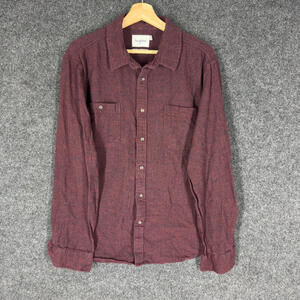 Goodfellow & Co Shirt Men XL Red Button Up Collared Long Sleeve Pockets Cotton